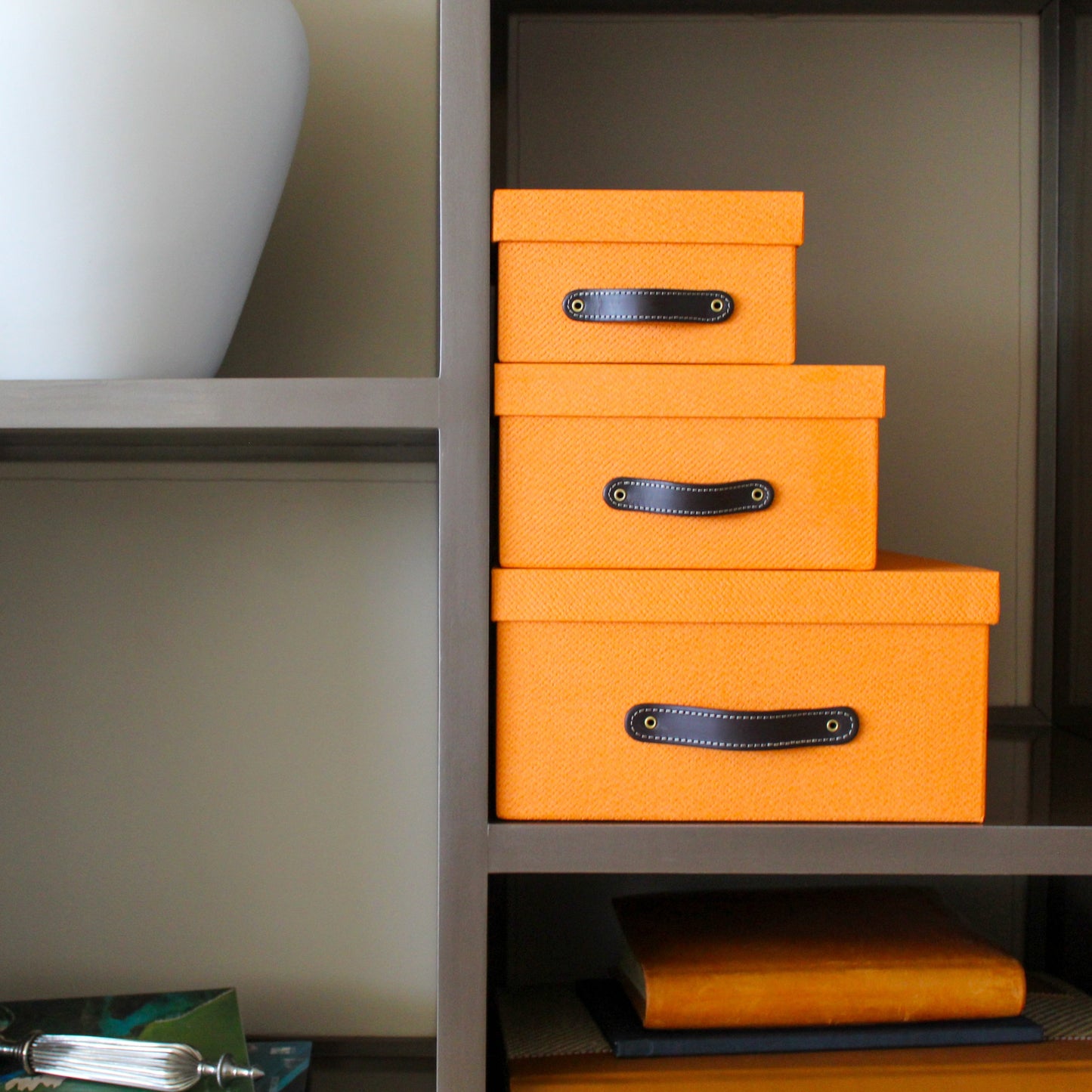 Cajas Organizadoras Decorativas Knitted Naranja Kit de 4 Piezas