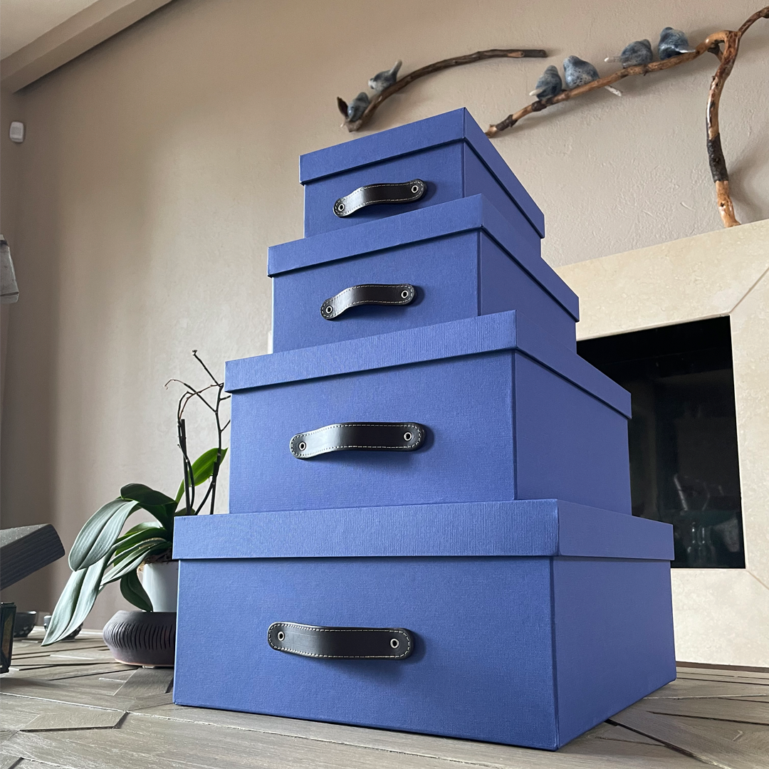 Cajas Organizadoras Decorativas Azul Zafiro Kit 4 piezas