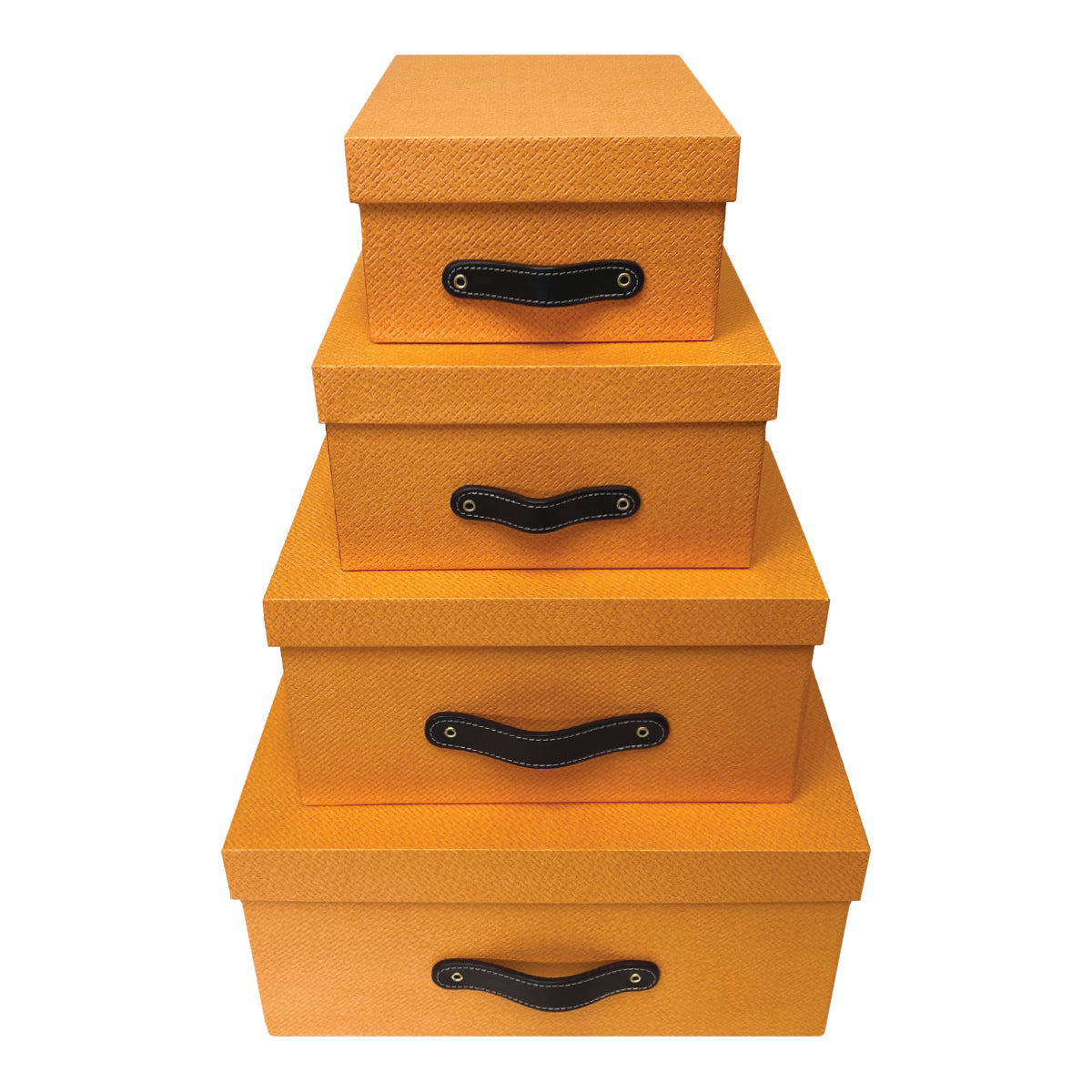 Cajas Organizadoras Decorativas Knitted Naranja Kit de 4 Piezas